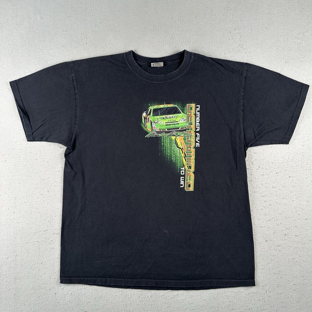 Y2K Mark Martin Go Daddy T Shirt Men's XL Black Double Sided NASCAR Racing